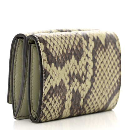 Fendi Elaphe Vitello Grace Python Print Micro Trifold Wallet Green Tea 3 of 7