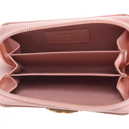 Chanel Caviar Quilted Boy Zip Around Coin Purse Wallet Light Pink 5 of 10