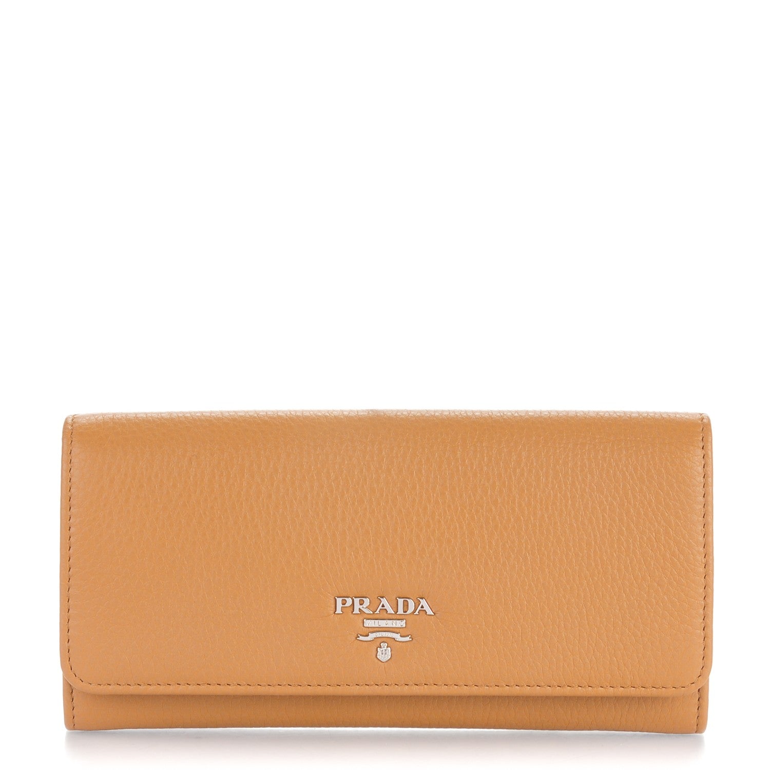 Prada Vitello Phenix Continental Flap Wallet Caramel 1 of 7