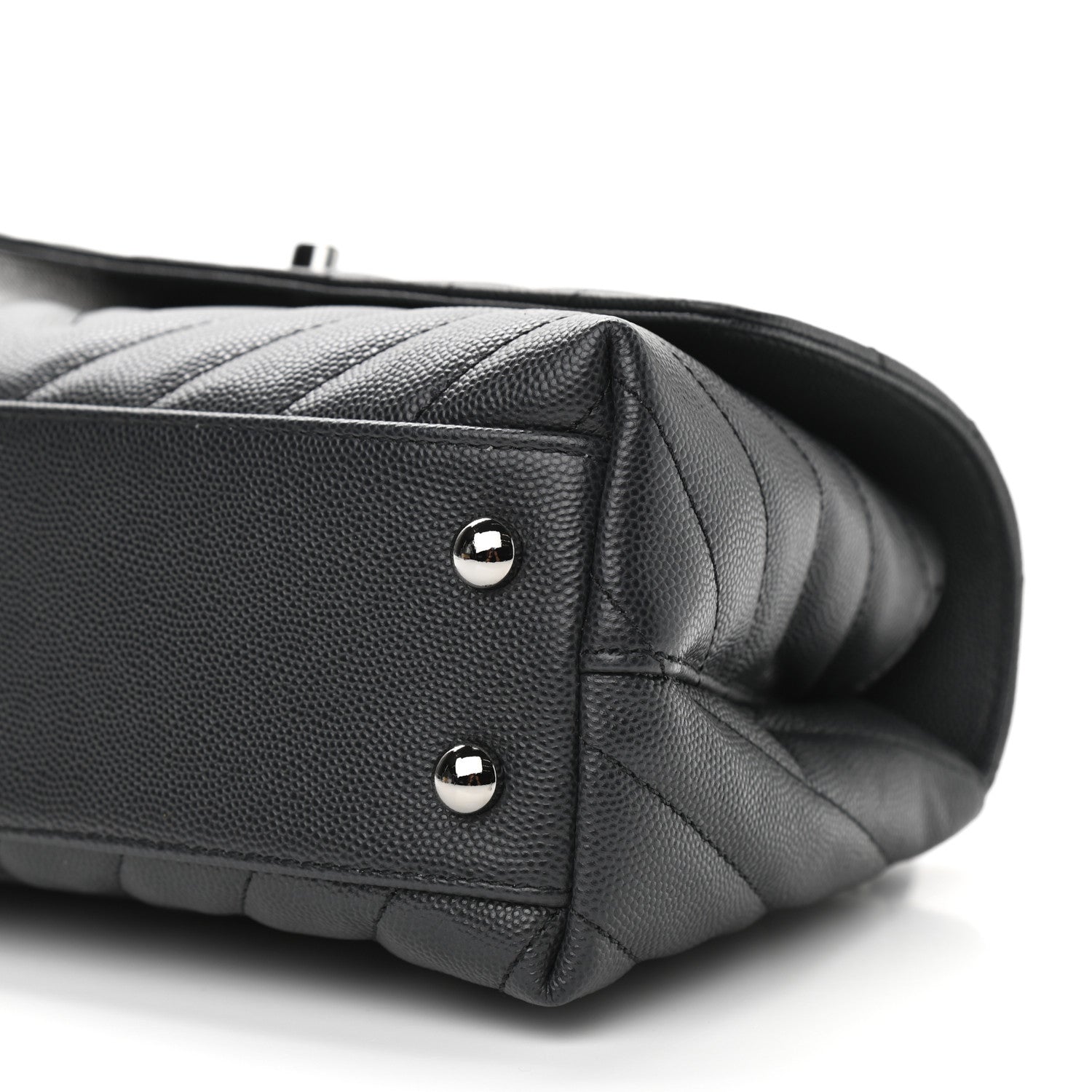 Chanel Caviar Chevron Quilted Mini Coco Handle Flap Dark Grey 11 of 12