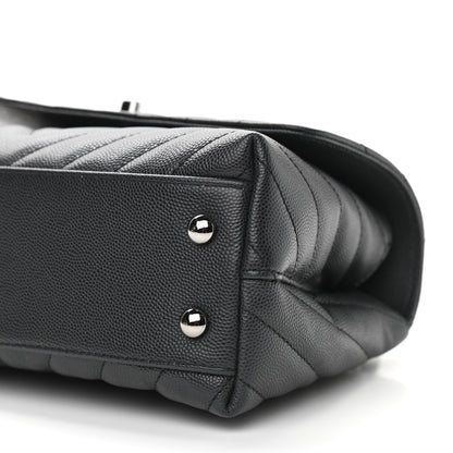 Chanel Caviar Chevron Quilted Mini Coco Handle Flap Dark Grey 11 of 12