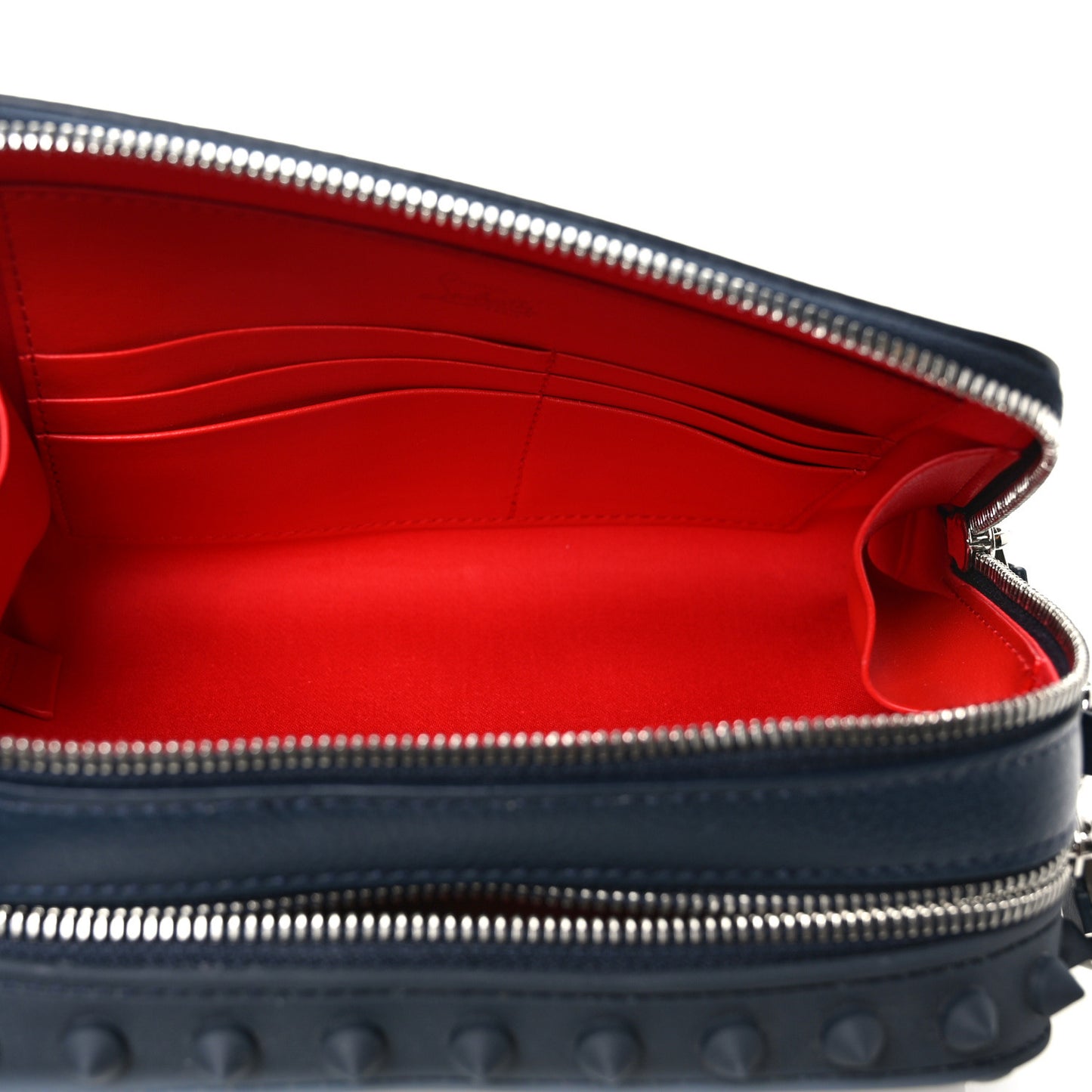 Empire Calfskin Gomme Spikes Loubitown Crossbody Loubi Navy