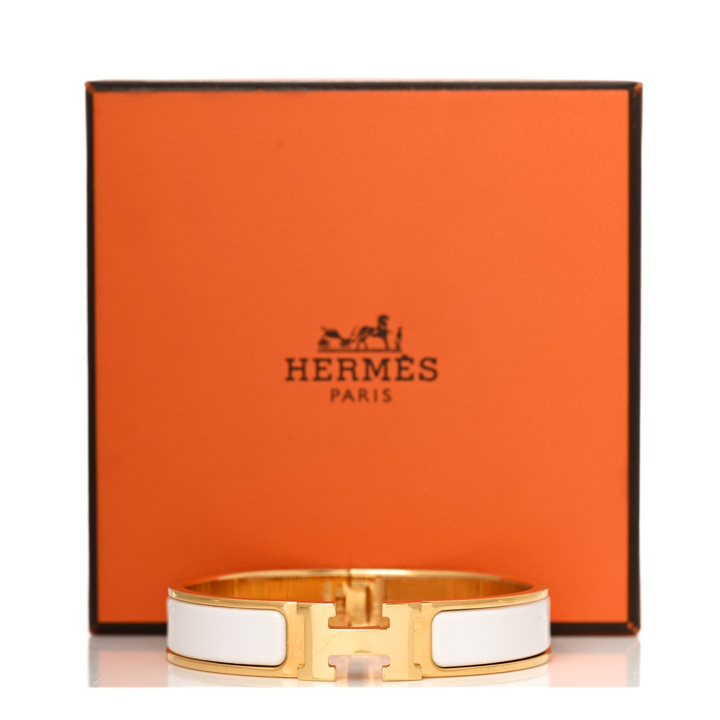 Enamel Narrow Clic Clac H Bracelet PM White