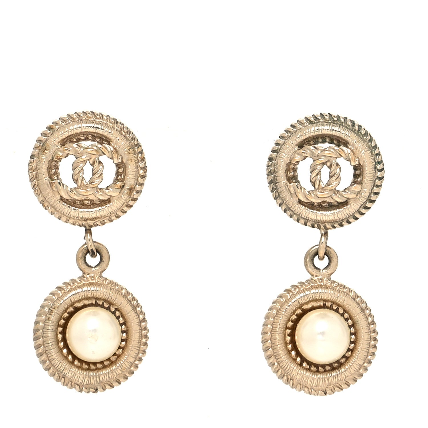 Chanel Pearl CC Dangle Earrings Gold 1 of 5