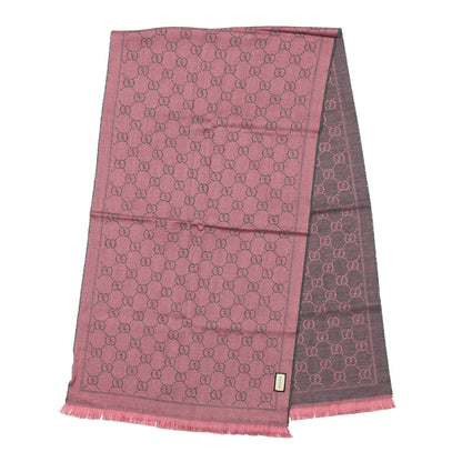 Gucci Wool Jacquard GG Monogram Sten Fringe Scarf Graphite Pink 2 of 4