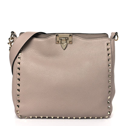 Valentino Garavani Pebbled Calfskin Mini Rockstud Flip-Lock Messenger Bag Poudre 1 of 8