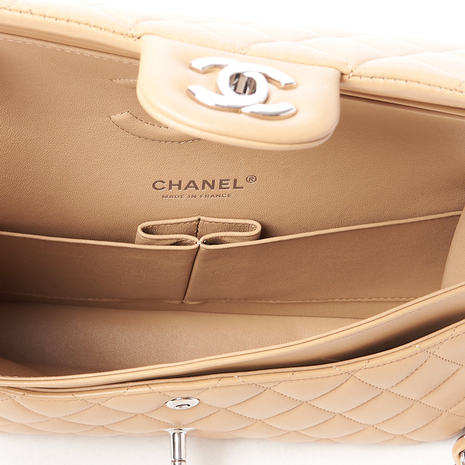 Chanel Lambskin Quilted Medium Double Flap Beige 6 of 10