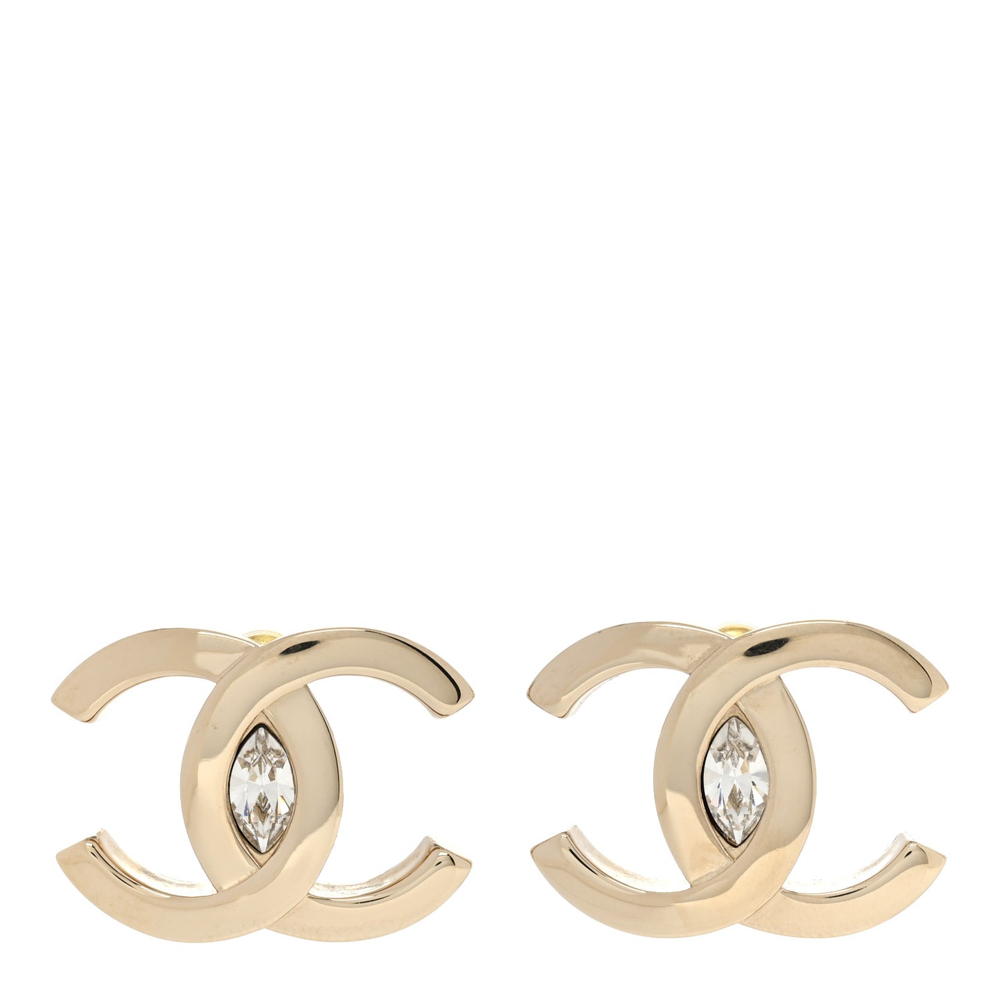 Crystal CC Large Stud Earrings Gold