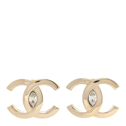 Chanel Crystal CC Large Stud Earrings Gold 1 of 5