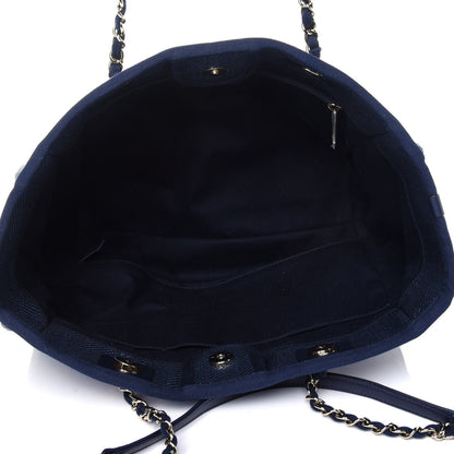 Chanel Mixed Fibers Small Deauville Tote Navy Blue 4 of 10