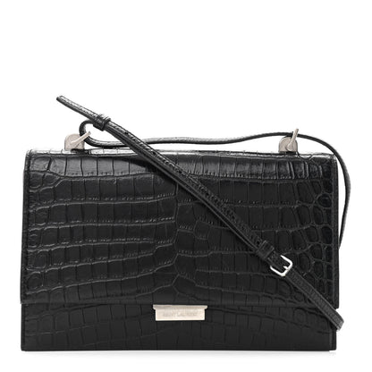 Saint Laurent Calfskin Crocodile Embossed Small Babylone Black 1 of 11