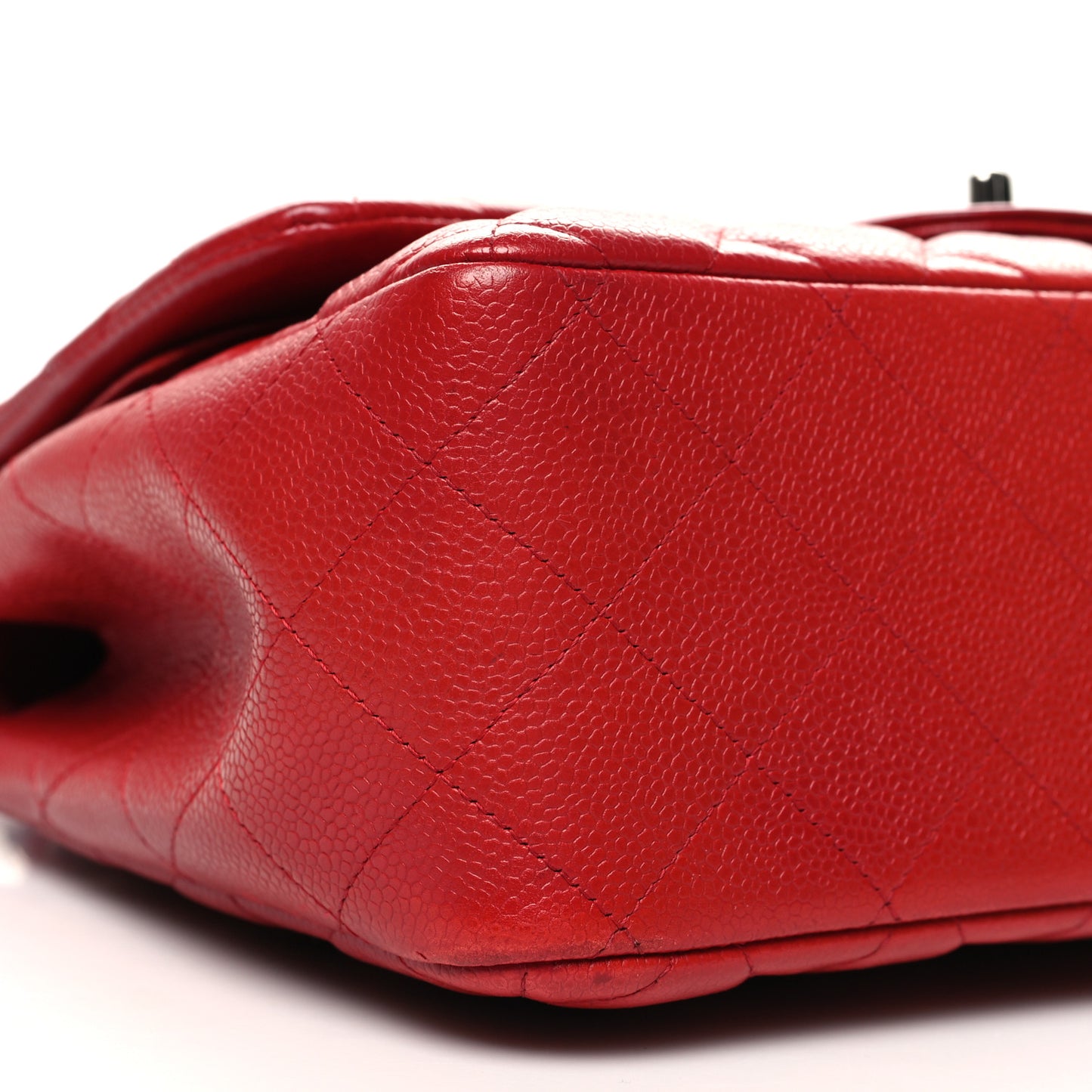 Caviar Quilted Jumbo Double Flap Red