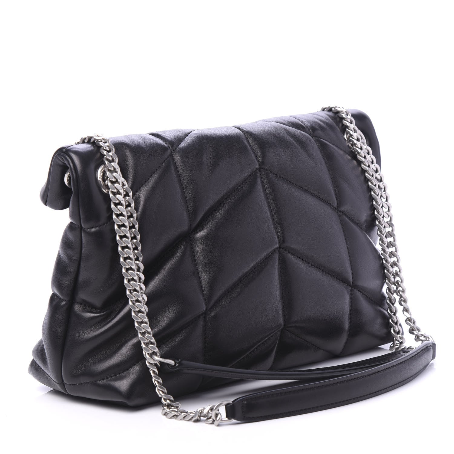 Saint Laurent Lambskin Quilted Small Loulou Puffer Monogram Chain Satchel Black 4 of 10