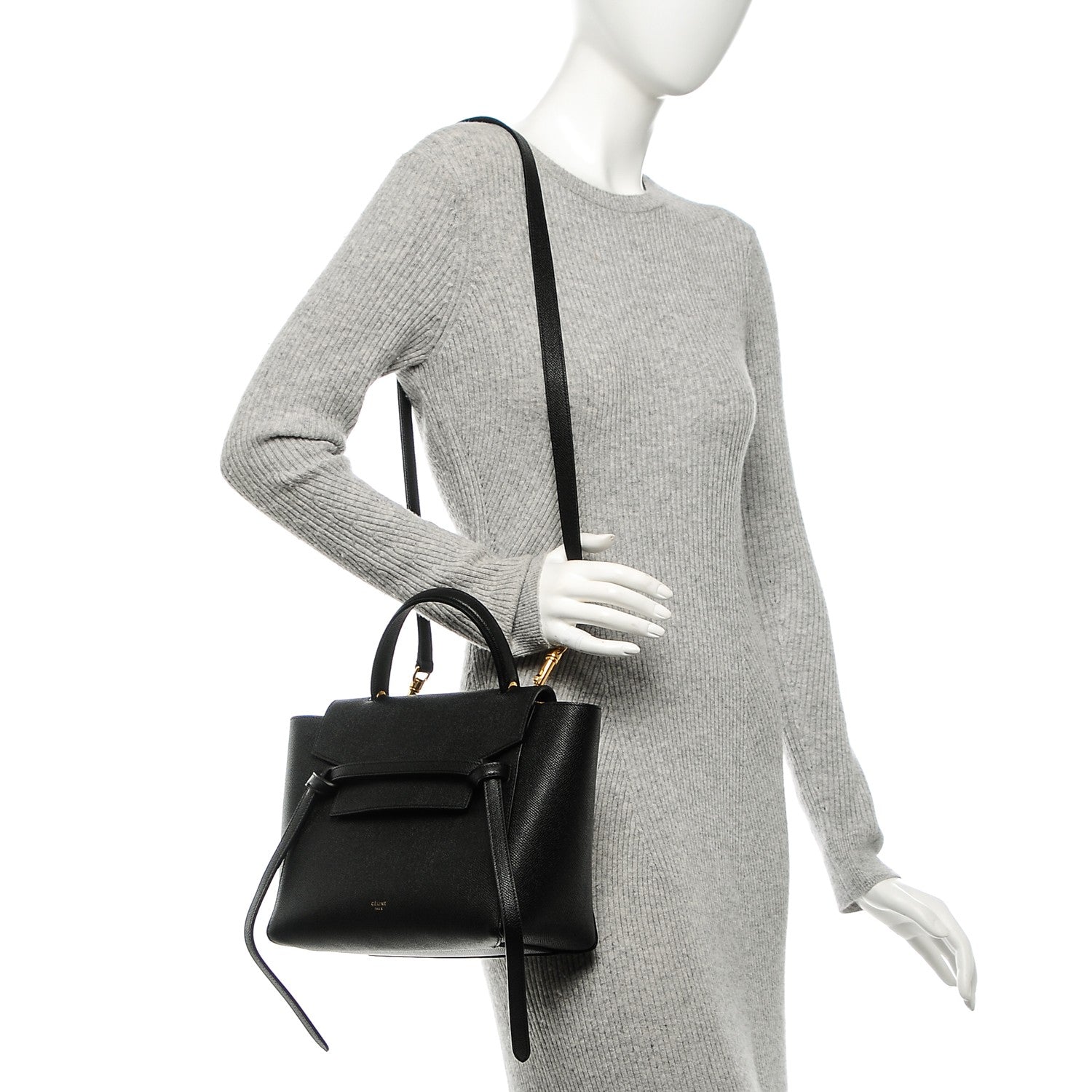 Celine Grained Calfskin Micro Belt Bag Black 2 of 8