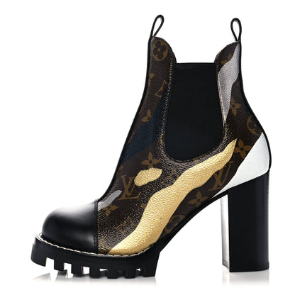 Louis Vuitton X LOL Patent Calfskin Monogram Star Trail Chelsea Ankle Boots 35.5 Gold Silver 1 of 11