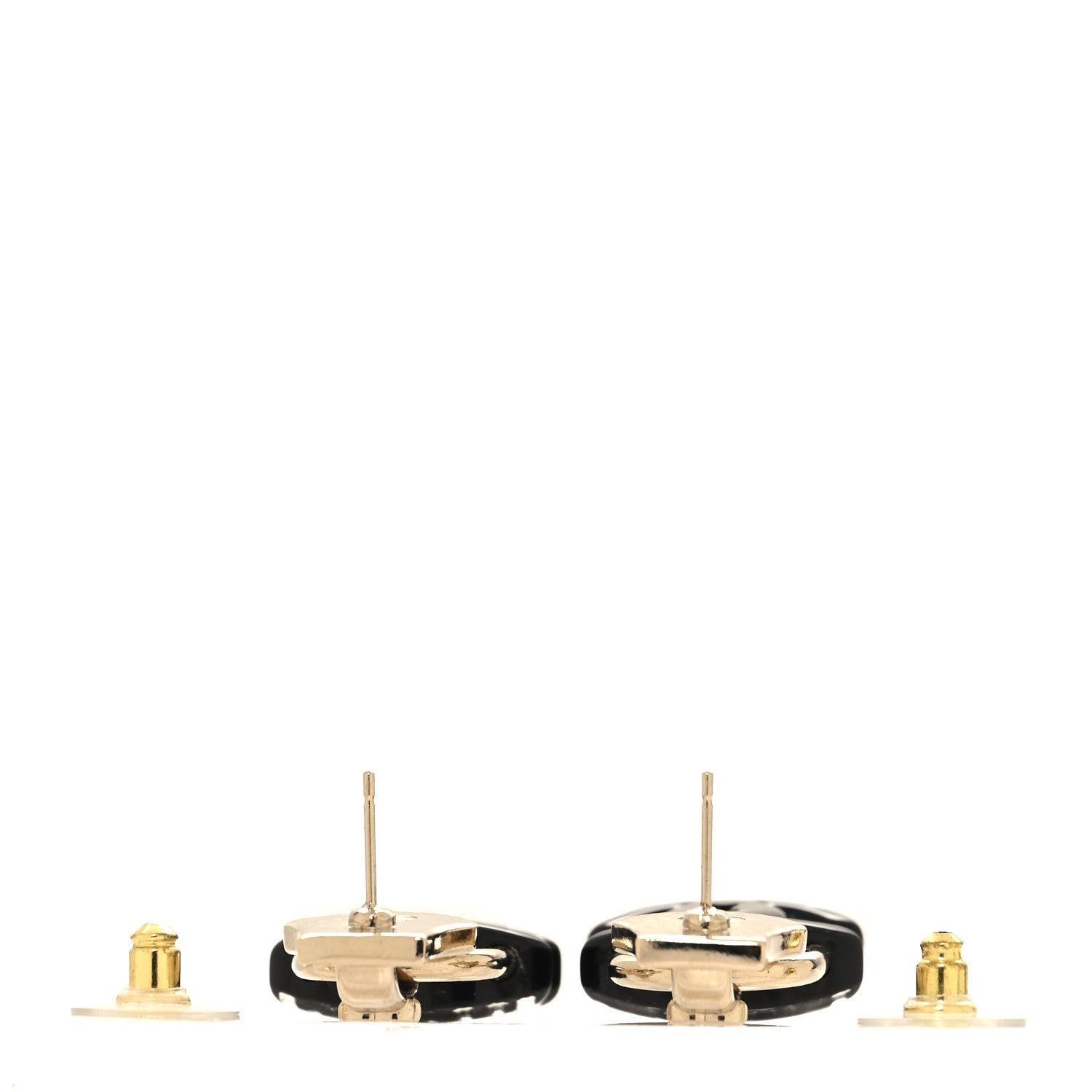 Chanel Metal Resin Crystal Pearl CC Lock Drop Earrings Gold Black 3 of 5