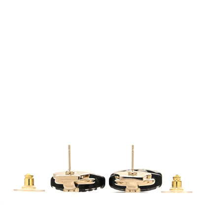 Chanel Metal Resin Crystal Pearl CC Lock Drop Earrings Gold Black 3 of 5