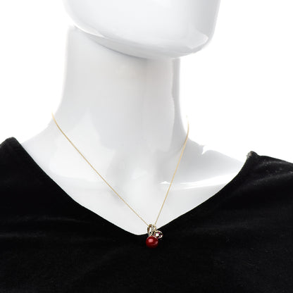David Yurman 18K Yellow Gold Sterling Silver Ruby Enamel Solari Pendant Necklace Cherry 2 of 7