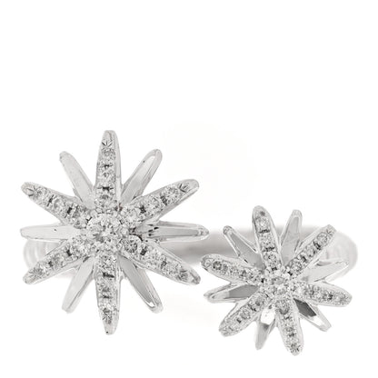 David Yurman Sterling Silver Diamond Starburst Bypass Ring 53 6.5 1 of 5