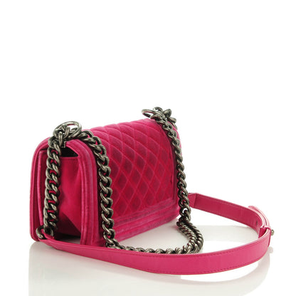 Chanel Velvet Quilted Small Boy Flap Pink 3 of 8
