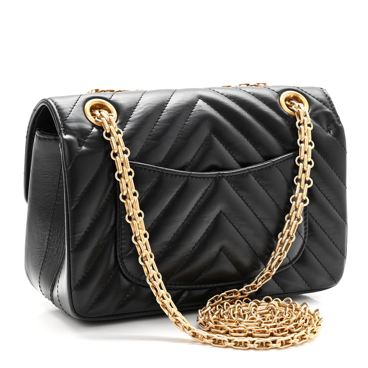 Aged Calfskin Chevron Quilted 2.55 Reissue Mini Flap Black