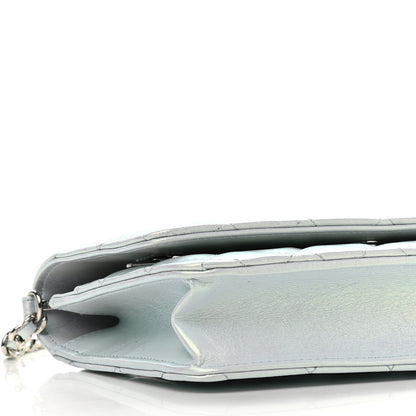 Chanel Iridescent Calfskin Quilted Wallet On Chain WOC Light Blue 9 of 10