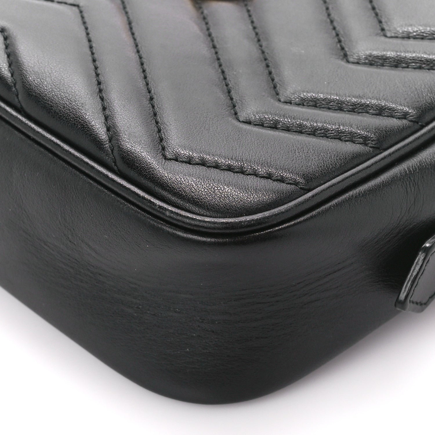 Gucci Calfskin Matelasse Mini GG Marmont Chain Shoulder Bag Black 11 of 11