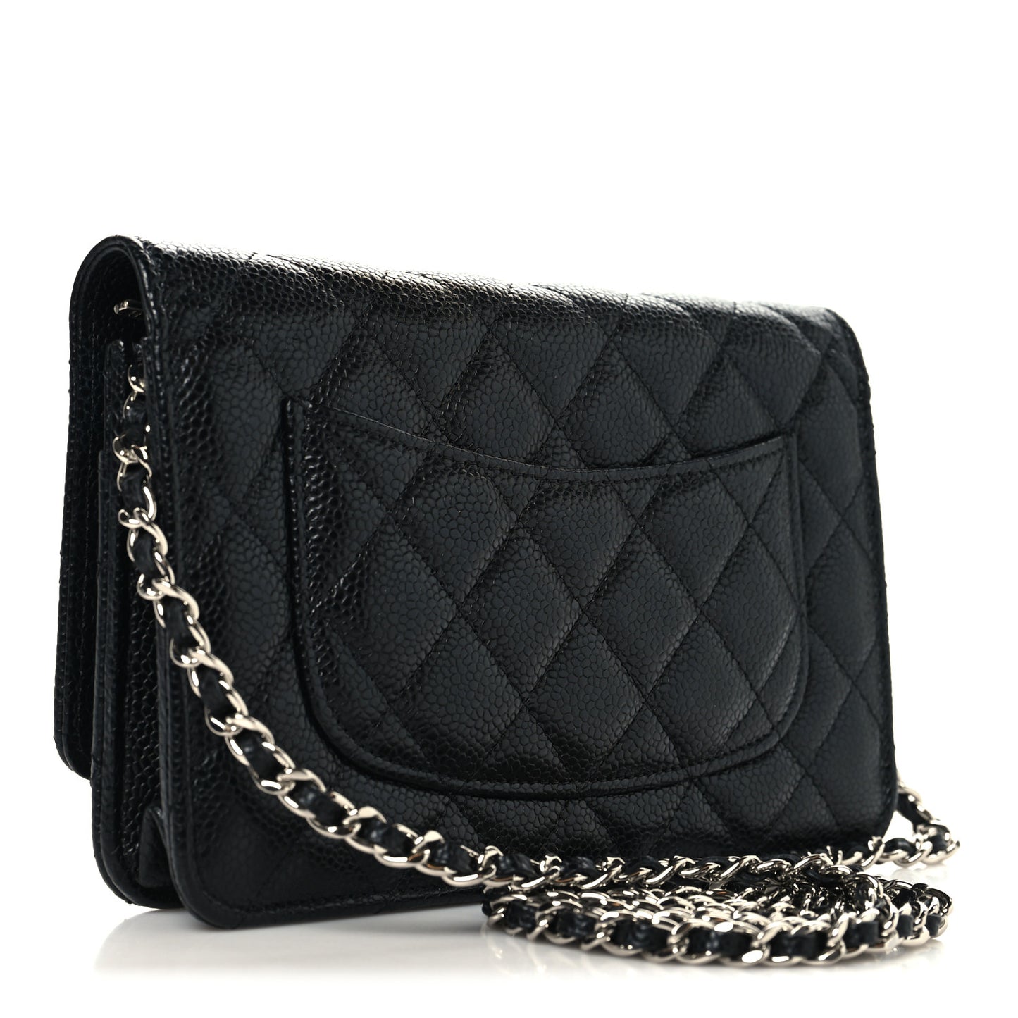 Caviar Quilted Wallet on Chain WOC Black