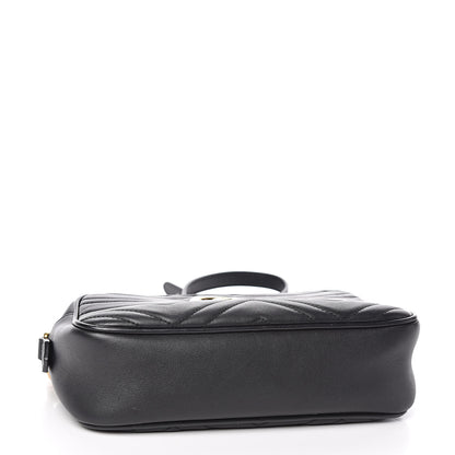 Gucci Calfskin Matelasse Small GG Marmont Chain Shoulder Bag Black 4 of 11