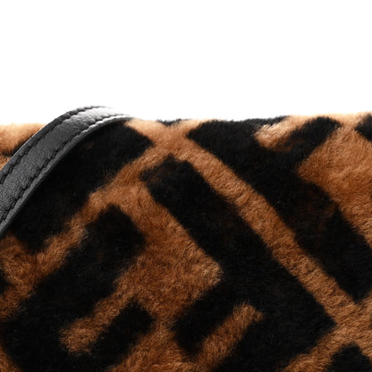 Fendi Shearling Vitello Dolce Macro FF 1974 Mini Baguette Tobacco Black 8 of 10