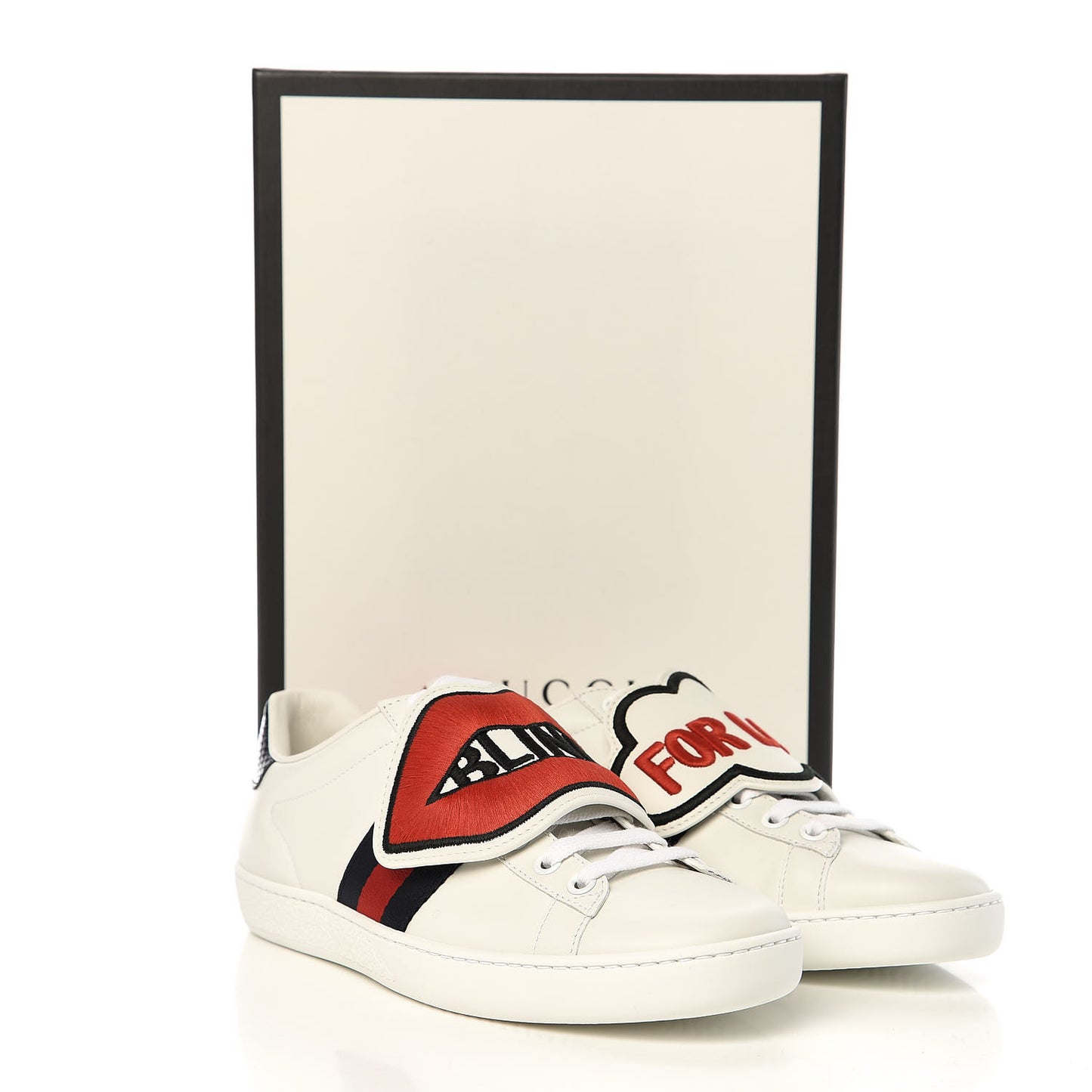 Calfskin Ayers Blind For Love Embroidered Womens Ace Sneakers 35.5 White