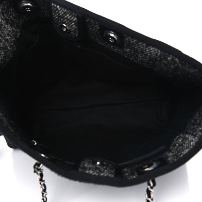 Chanel Mixed Fibers Calfskin Small Deauville Tote Black 5 of 5
