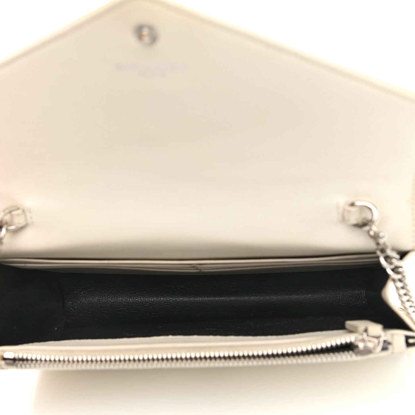 Grain De Poudre Matelasse Chevron Monogram Envelope Chain Wallet Porcellana