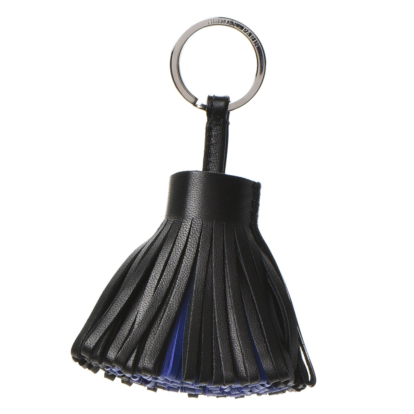 Lambskin Bi-Color Carmen Tassel Key Holder Black Bleu Electrique