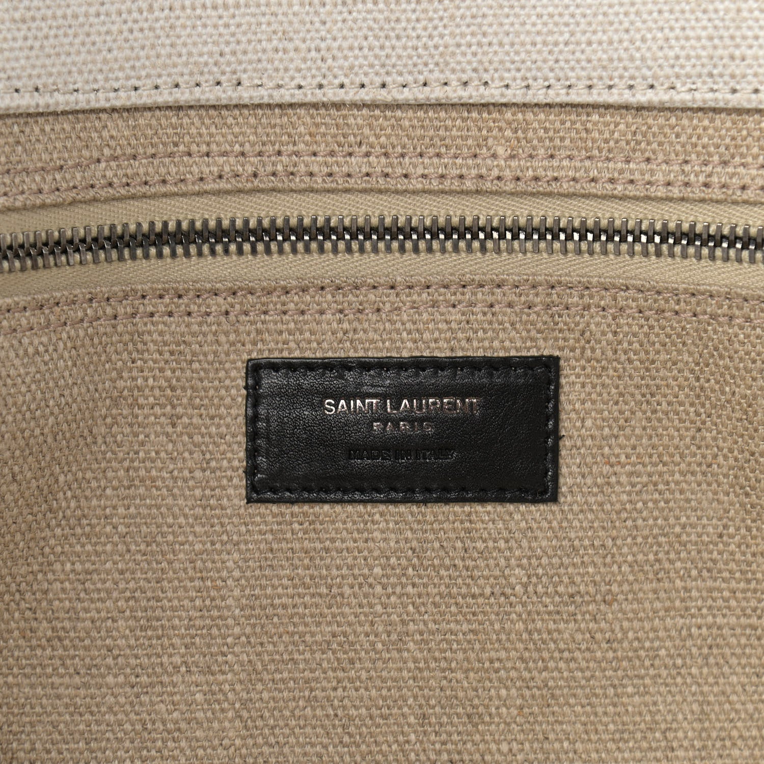 Saint Laurent Linen Calfskin Rive Gauche Tote Optic White 6 of 12