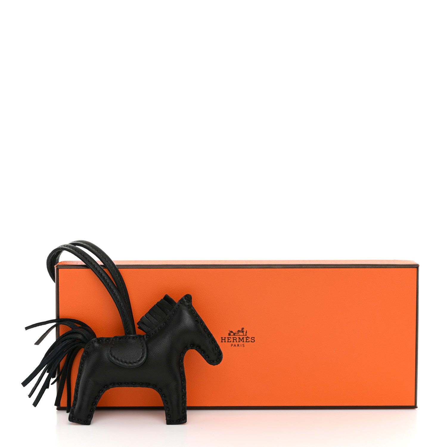 Hermes Milo Lambskin Grigri Rodeo Horse Bag Charm MM So Black 5 of 5