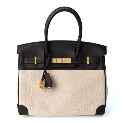 Hermes Toile H Swift Birkin 30  Ecru Bai Brun 1 of 12