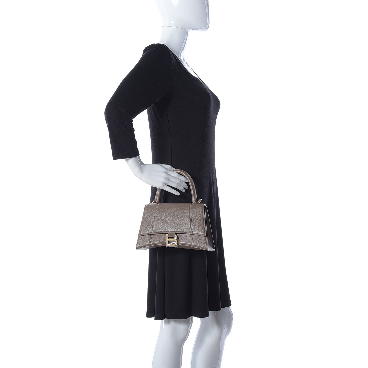Balenciaga Grained Calfskin Small Hourglass Top Handle Bag Mink Grey 3 of 11