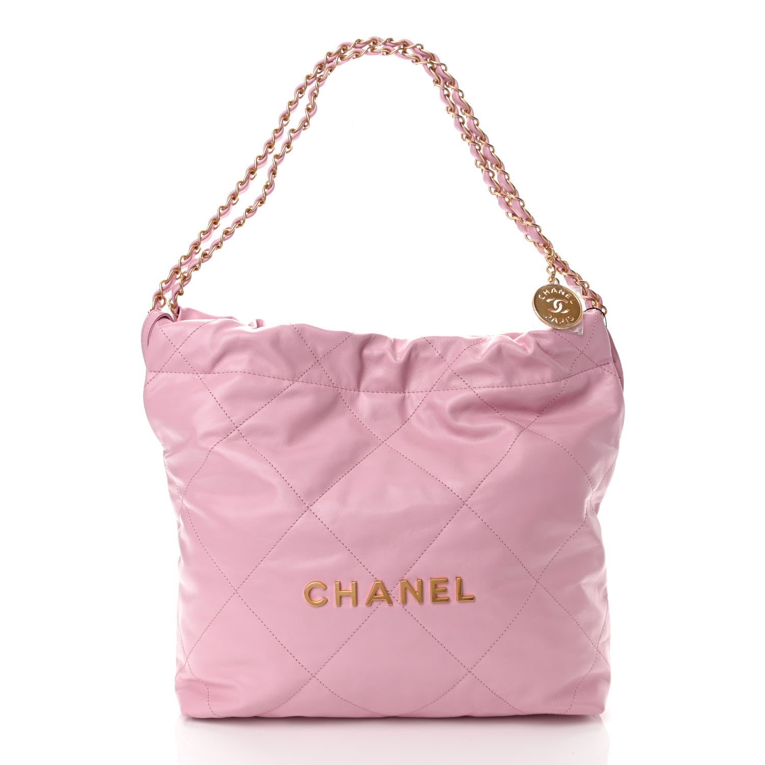 Chanel Shiny Calfskin Quilted Small Chanel 22 Pink 2 of 10