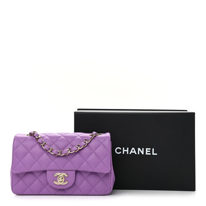 Chanel Lambskin Quilted Mini Rectangular Flap Purple 11 of 11