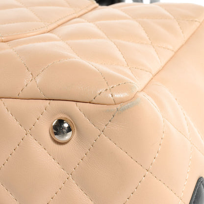 Chanel Calfskin Quilted Large Cambon Bowler Beige Black 7 of 11
