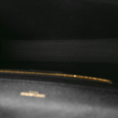 Saint Laurent Grain De Poudre Matelasse Chevron Large Monogram Satchel Black 5 of 9