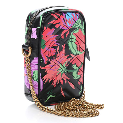 Gucci X KEN SCOTT Calfskin Matelasse Floral Infinity Mini GG Marmont Crossbody Bag Black Pink 2 of 8