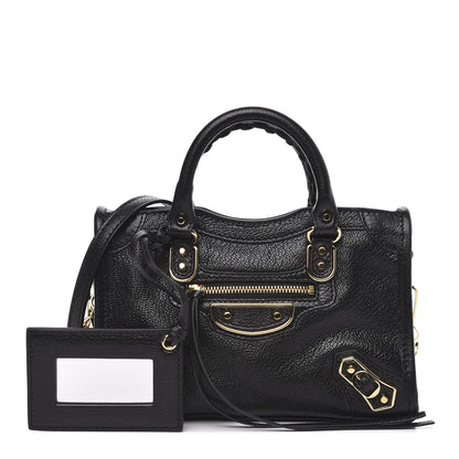 Balenciaga Chevre Gold Metallic Edge Hardware Nano City Black 1 of 10