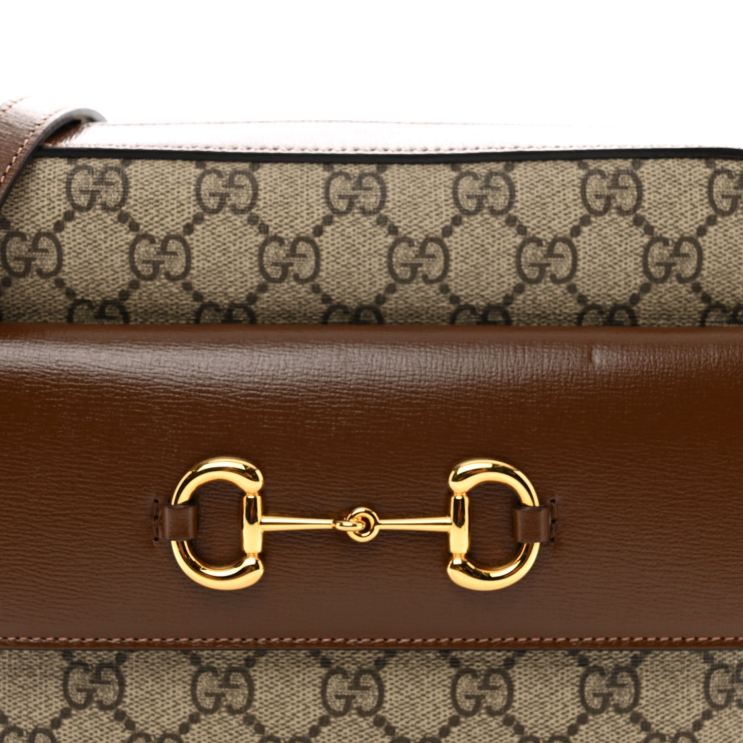 GG Supreme Monogram Small Horsebit 1955 Shoulder Bag Beige Brown Sugar