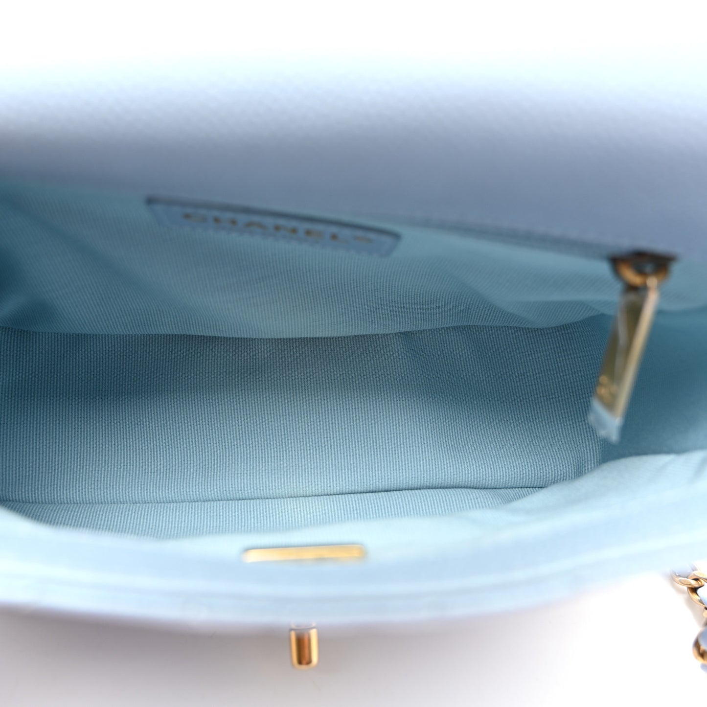 Iridescent Caviar Quilted Mini My Perfect Flap Light Blue