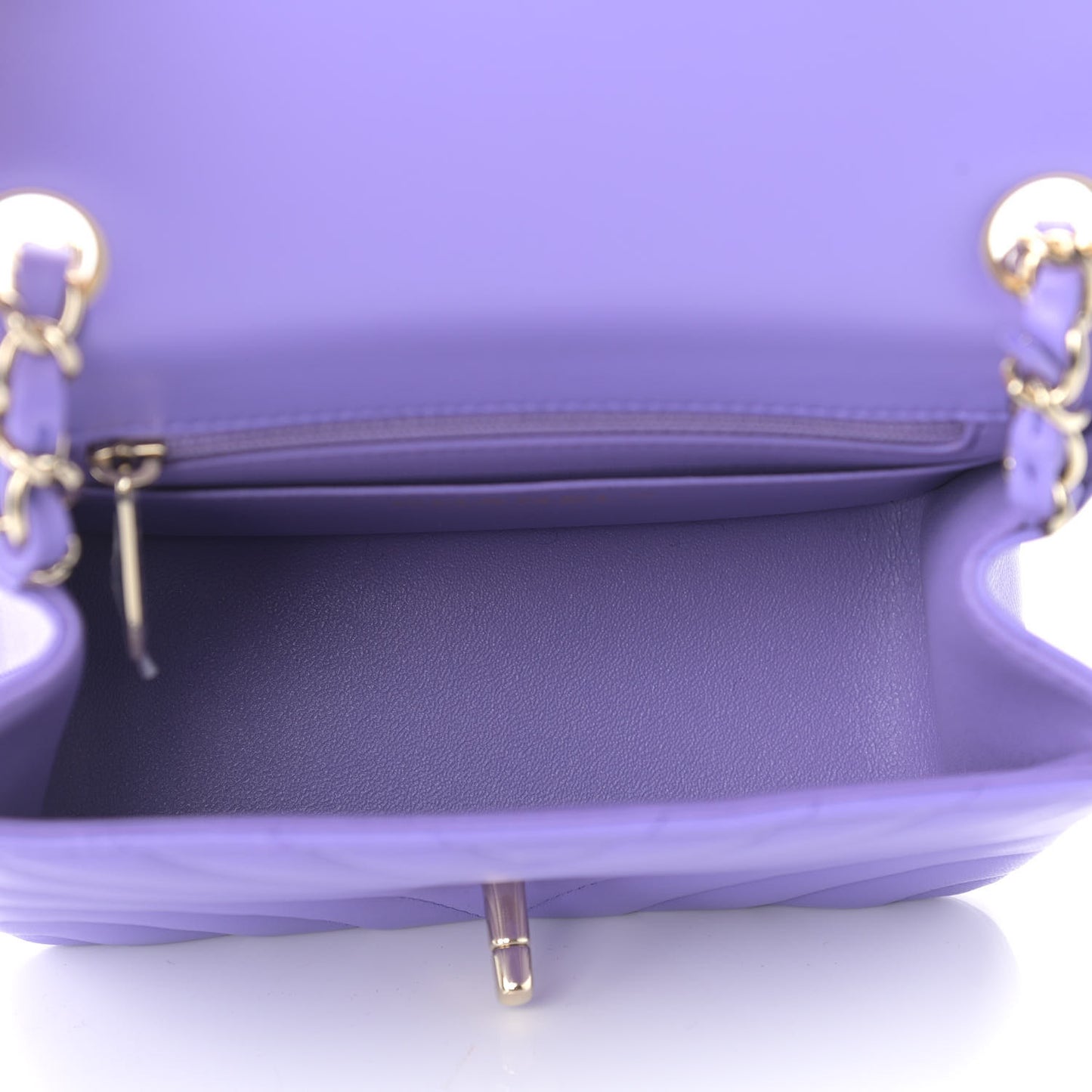 Lambskin Chevron Quilted Mini Square Flap Purple