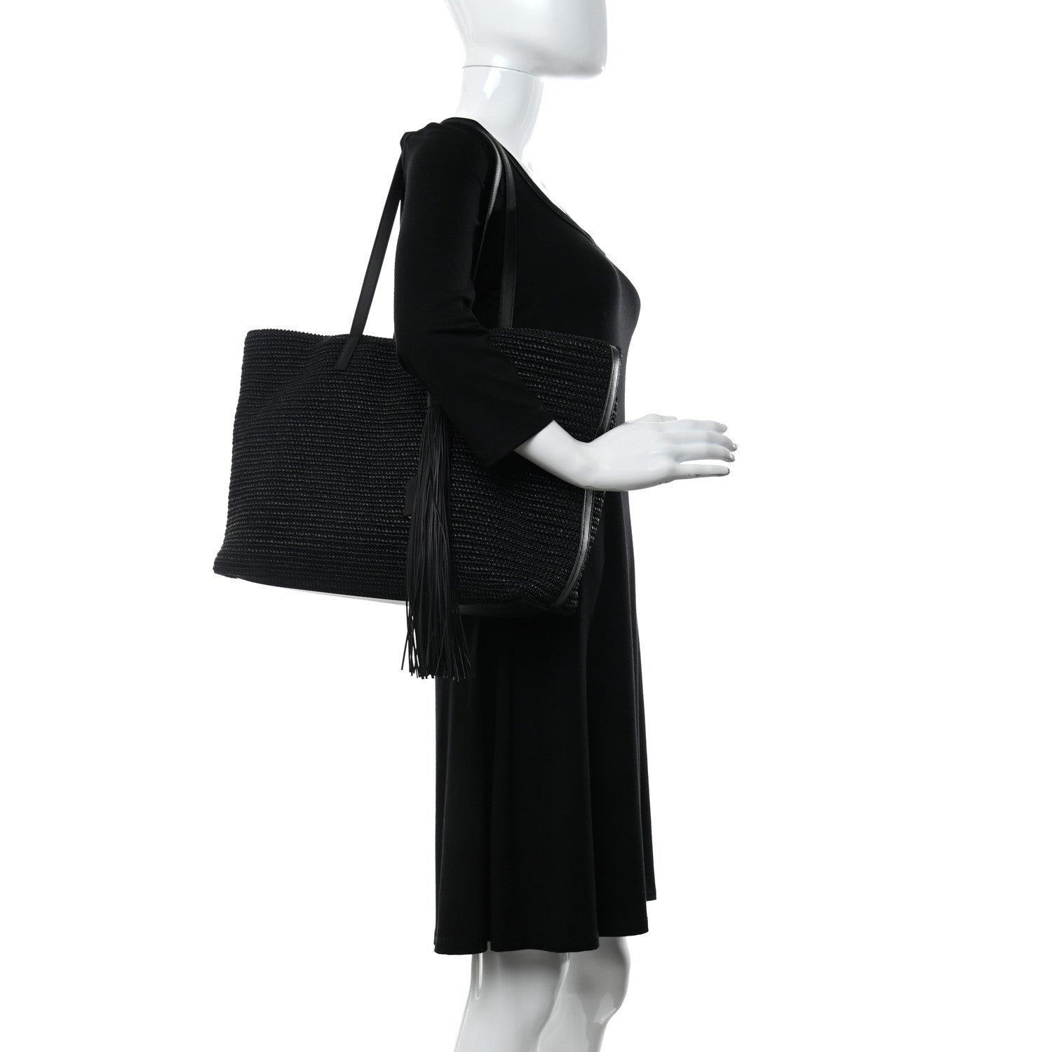 Saint Laurent Raffia Tote Black 3 of 8