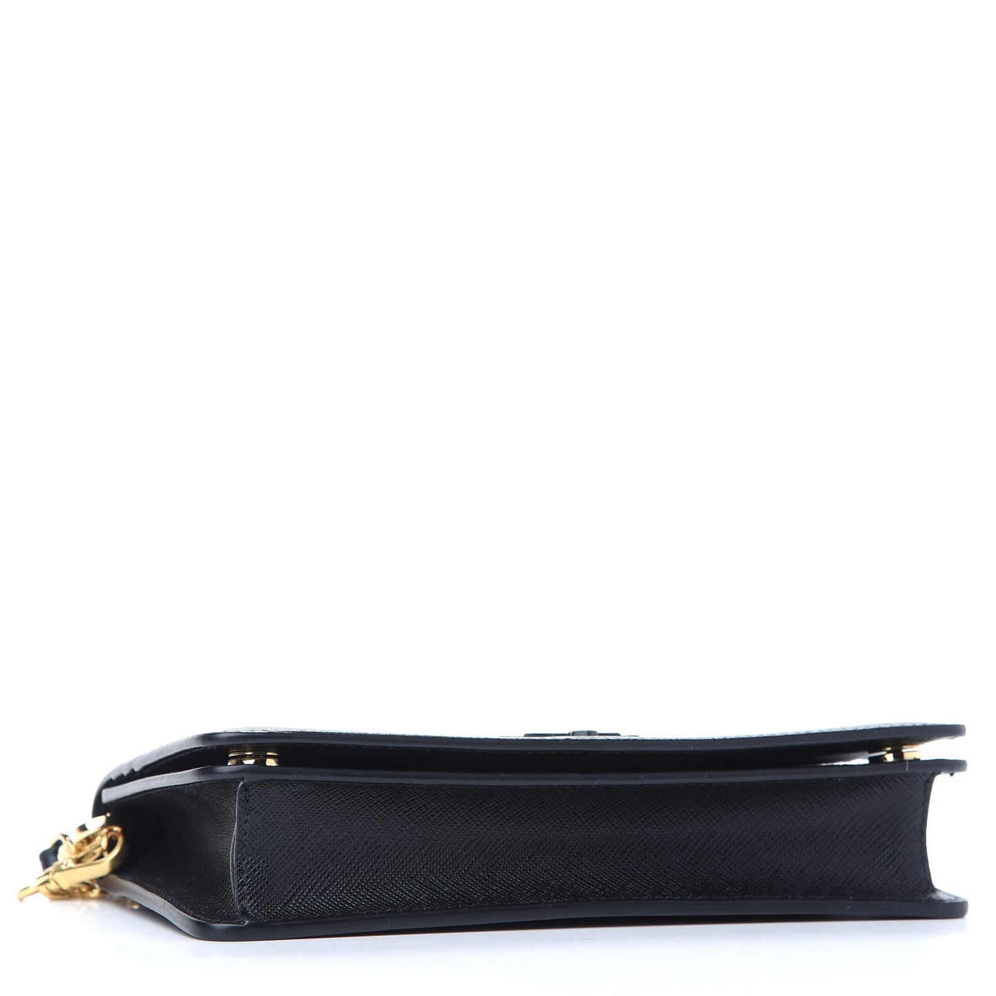 Saffiano Shine Monochrome Mini Flap Crossbody Wristlet Bag Black