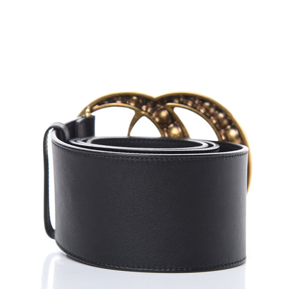 Gucci Moon Calfskin Pearl Double G 70mm Belt 85 34 Black Cream 3 of 7